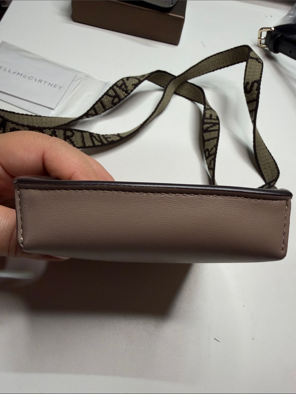 Stella McCartney Taupe Mini Crossbody with Logo Webbing Strap - Picture 6 of 8